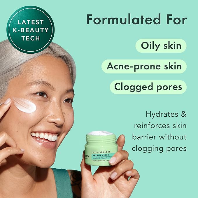 Rael Face Moisturizer, Miracle Clear Barrier Cream – Lightweight Moisturizer with Succinic Acid and Vitamin B5, Hydration, Korean Skin Care (1.8 oz)