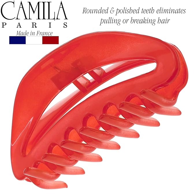 Camila Paris CP2547 French Hair Clip for Women, Red, Girls Hair Claw Clip Jaw Fashion Durable and Styling Hair Accessories for Women, Luxury Ladies Strong Hold No Slip Grip Clamp, Made in France