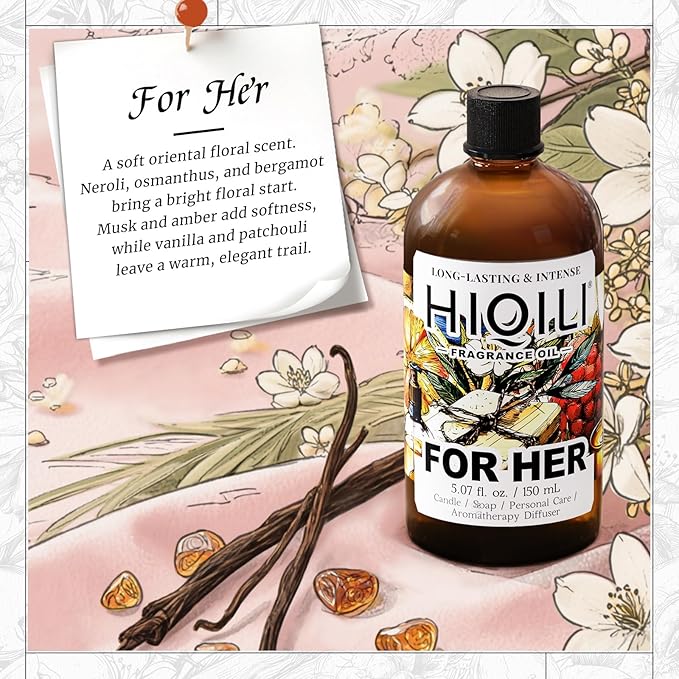 HIQILI for Her Fragrance Oil for Candle Making, Bath Bombs, Soap Making Supplies, Add to Body Lotion, Women Scented Oil - 5.07 Fl Oz