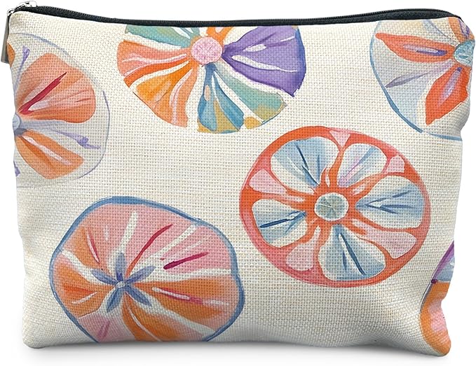 Summer Fruit Slice Aesthetic Makeup Bag, Fruit Lover Gifts Cosmetic Bags for Women, Trendy Preppy Orange Citrus Zipper Makeup Pouch