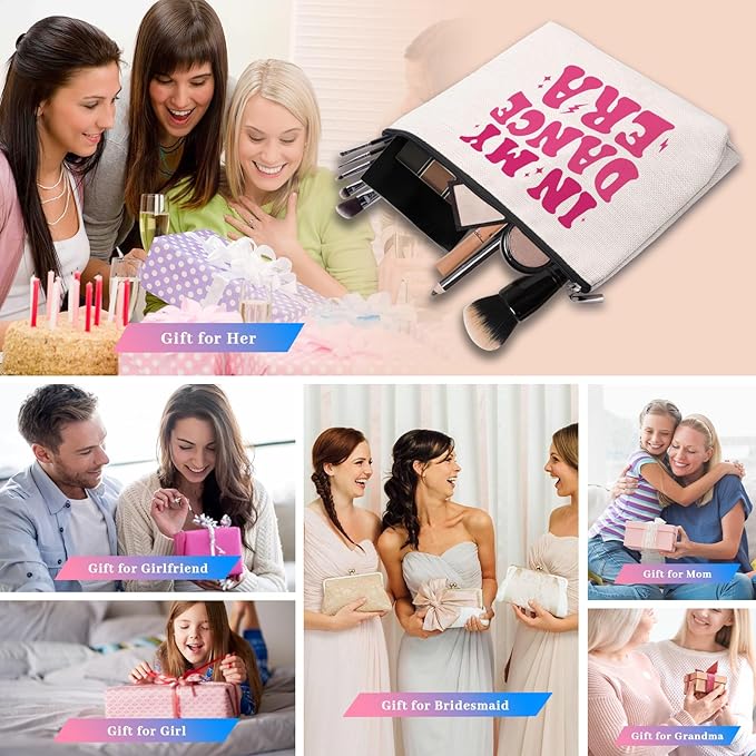 Dancer Gifts Makeup Cosmetic Bag, In My Dance Era Gifts for Dancers Women, Dance Team Coach Teacher Gifts, Birthday Gifts Dance Bag Stuff for Women