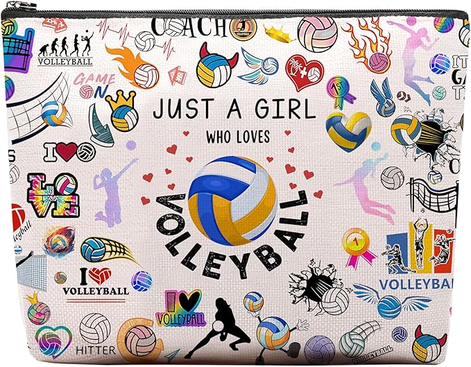 Volleyball Gifts Makeup Cosmetic Bag for Women, Volleyball Stuff Accessories for Volleyball Players Teams, Volleyball Travel Bag Pouch Purse for Men Women