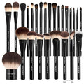 25 pcs Makeup Brush Set Holder Black Professional Kabuki Powder Concealers Eye shadows Blush Eyeliner Eyebrow Contour Eye blending Brushes (25pcs brush with box)