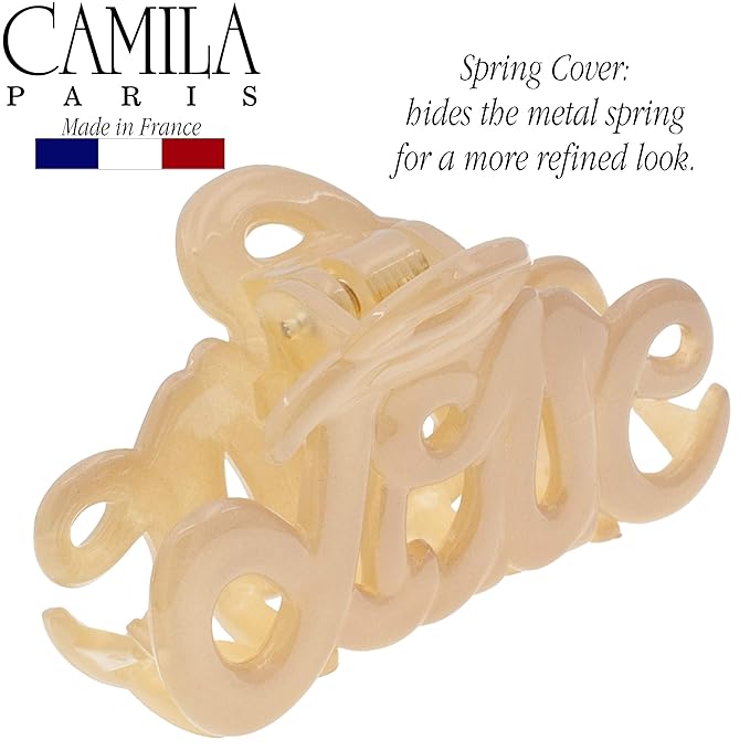 Camila Paris CP3045 French Hair Clip for Women, 2 inch Girls Hair Claw Clips Jaw Ivory Fashion Durable and Styling Hair Accessories for Women, Strong Hold No Slip Grip, Made in France