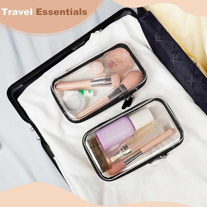 3pcs Clear Hard Shell Zipper Case, Transparent Hard Plastic Zipper Pouches, Portable Travel Organizer, Clear Toiletry Bag, Craft and Arts Organizer, Toy Storage Bins, Stackable Hard Side Plastic Case