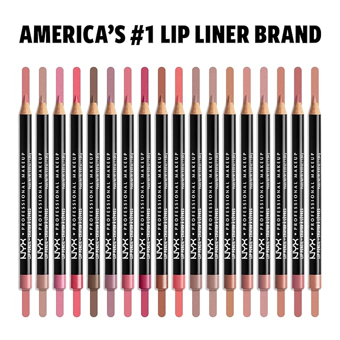 NYX PROFESSIONAL MAKEUP Slim Lip Pencil, Long-Lasting Creamy Lip Liner - Hot Red (Pack of 2)