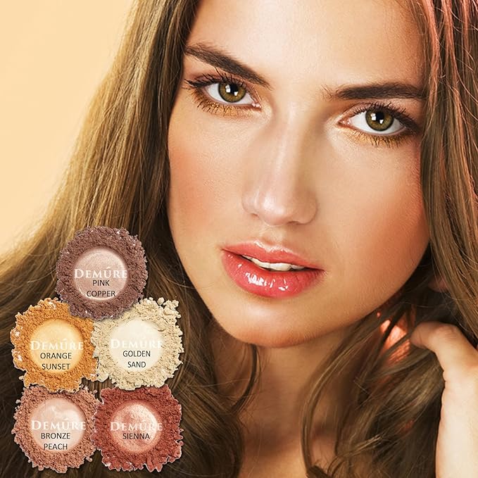 Demure Mineral Make Up (Bronze Peach) Shimmer Eyeshadow, Loose Powder, Glitter Eyeshadow, Eye Makeup, Professional Makeup