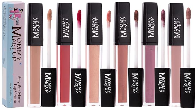 Mommy Makeup Stay Put Matte Lip Cream - Kiss-proof, Transfer-proof, Waterproof, Long Lasting Lipstick - Non-Drying Formula Infused with Vitamin E (Roxie)