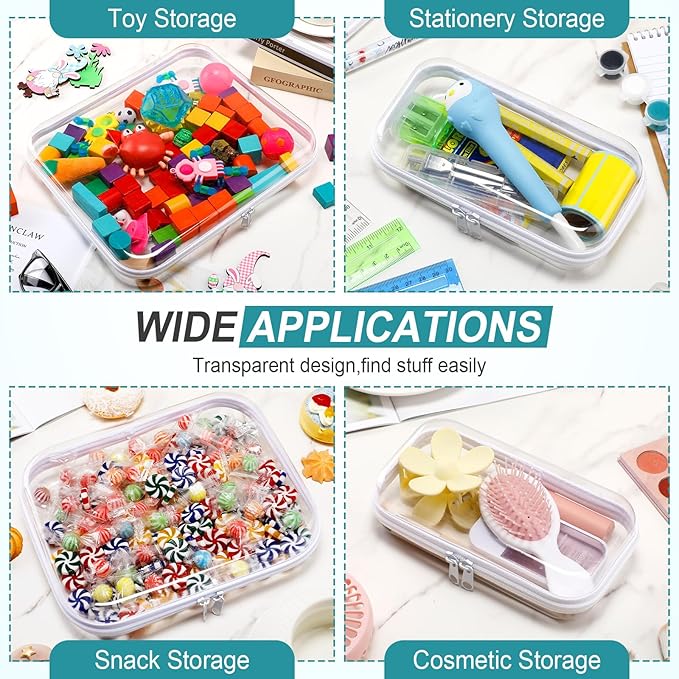 Sanwuta 6 Pcs Clear Hard Zipper Case Hard Plastic Zipper Pouches Makeup Bag Pencil Pouches Transparent Cases for Snacks Plastic Storage Organizer Box for Travel(Clear,Three Sizes)