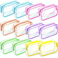 Weewooday 12 Pieces Clear Makeup Bags Cosmetic Storage Bags PVC Zipper Pouches Travel Waterproof Makeup Plastic Case for Women Organizing Toiletries Traveling Bathroom(Medium,Bright Color)