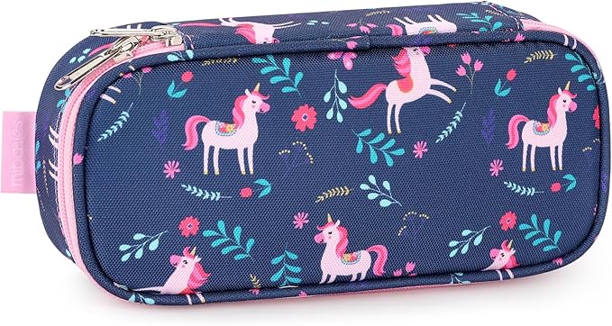 mibasies Girls Pencil Case for Kids, Multi-Slot Pencil Pouch, Unicorn Flower
