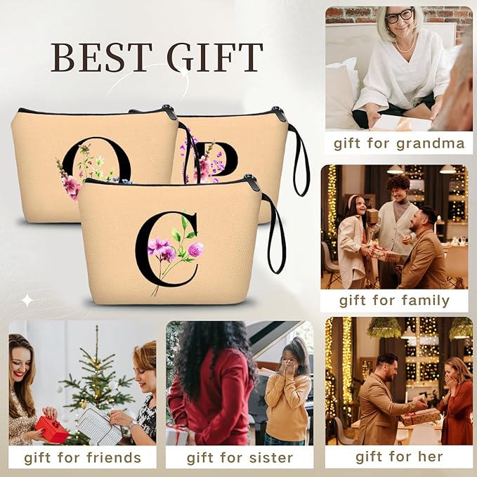 Birthday Thank You Appreciation Monogrammed Gifts for Mom Aunt Teacher Sister Friend Coworkers Bride Bridesmaid Makeup Cosmetic Bag with Mirror Mothers Day Christmas Graduation C