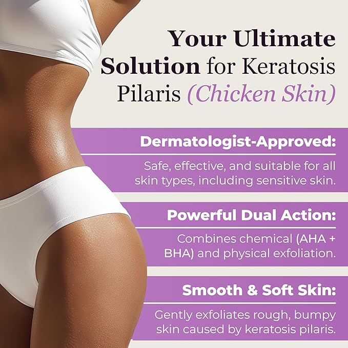 DERMAdoctor KP Duty Body Scrub Dermatologist Formulated Exfoliant for Keratosis Pilaris and Dry, Rough, Bumpy Skin with 10% AHAs + PHAs, 8 fl oz