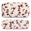 SOIDRAM Makeup Bag Floral Cosmetic Bag Cute Makeup Pouch 1Pcs Large Capacity Makeup Bags and 1Pcs Makeup Brushes Storage Bag Travel Toiletry Bag Organizer