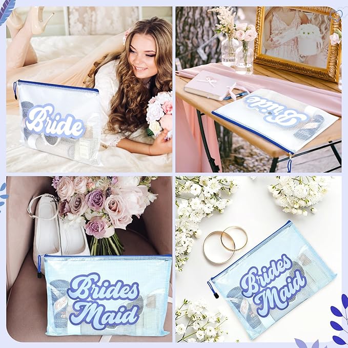 SOIDRAM 6PCS Bridesmaid Makeup Bag Clear Zippered Bag Bridesmaid Proposal Gifts Cosmetic Pouch for Wedding Party Favors Bachelorette Party Decorations Toiletry Organizer Bag Cosmetic Case Gift