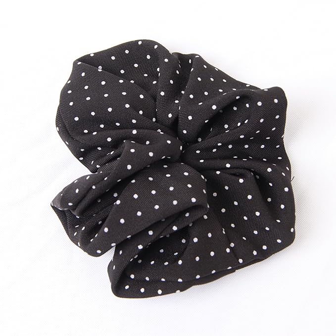 Headband and Scrunchie Set for Women 2Pack Hair Ties for Girls Elastics Bands Ponytail Holder Hair Accessories Black Dot