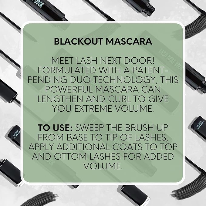 Lash Next Door Water Resistant Mascara Black Volume and Length - No Clump Volumizing Mascara for Thickening and Lengthening - Smudge Proof Lashes by Brooklyn and Bailey (2 Pack)
