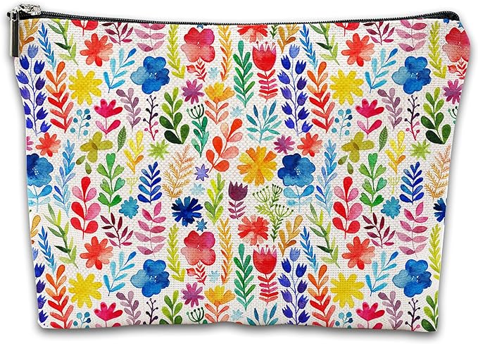 Makeup Bag Colorful Leaves Cosmetic Bag Mini Portable Travel Toiletry Bag Organizer Makeup Brushes Aesthetic Accessories Waterproof Storage Bag for Women