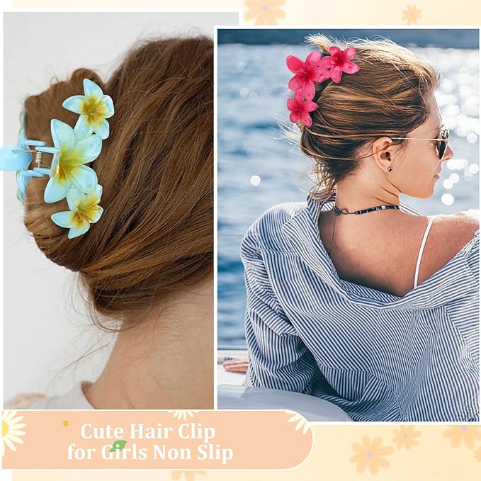 Ondder 4 Pcs Flower Hair Clips for Women Big Flower Claw Clips Large Matte Hair Clips for Thick Hair Non Slip Strong Hold Jaw Hair Clips for Women's Hair Flower Hair Accessories for Women Girls
