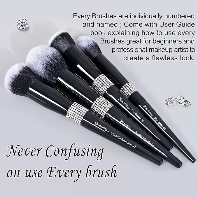 Bueart Design 16Pcs Makeup Brushes Set with Classic Holder,Premium Ultra Soft Professional Make up Brushes for Foundation,Blush,Powder,Highlighter,Contour,Eyeshadow