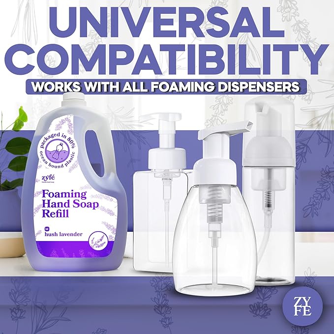 Lavender Hand Soap Refills Foam, 64oz Liquid Hand Soap Foam Refill in Recycled Bottle, Natural Handwash Refill with Essential Oils, Biodegradable & Moisturizing