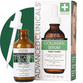 Advanced Clinicals Collagen Serum For Face | Visible Anti Aging Collagen Peptide Serum + Hyaluronic Acid Moisturizer Improves Look Of Wrinkles, Dry Skin, & Fine Lines, No added Fragrance, 1.75 Fl Oz