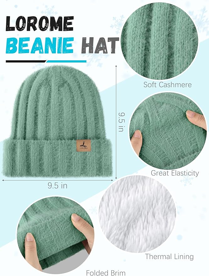 Winter Beanie Hat Scarf Gloves, Warm Fleece Knit Hat Long Scarf Neck Warmer Touch Screen Winter Gloves Set Gifts for Women