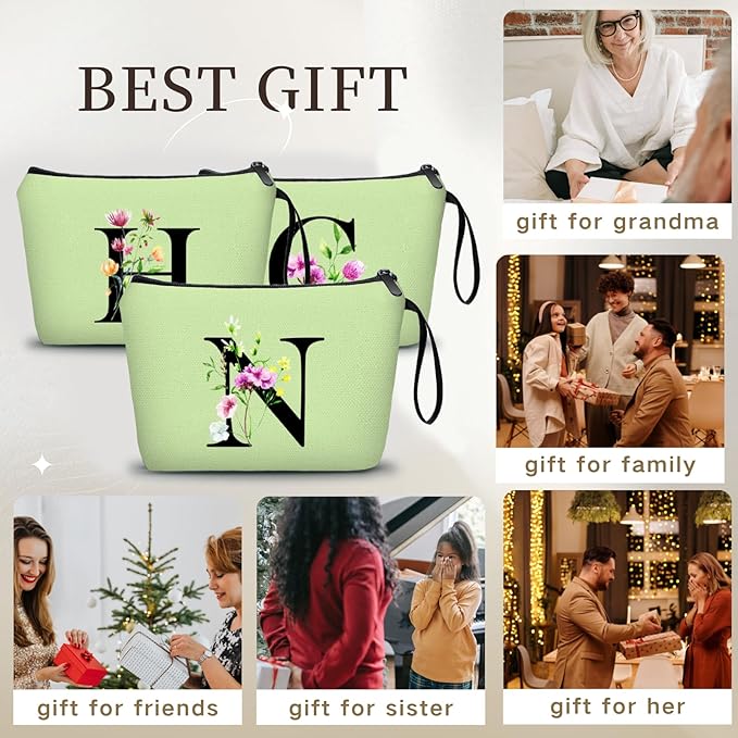 Appreciation Initial Monogram Gifts for Sisters from Sister Employees Team Bride Womens Unique Mom Personalized Makeup Cosmetic Bag with Mirror Mothers Day Christmas Graduation N
