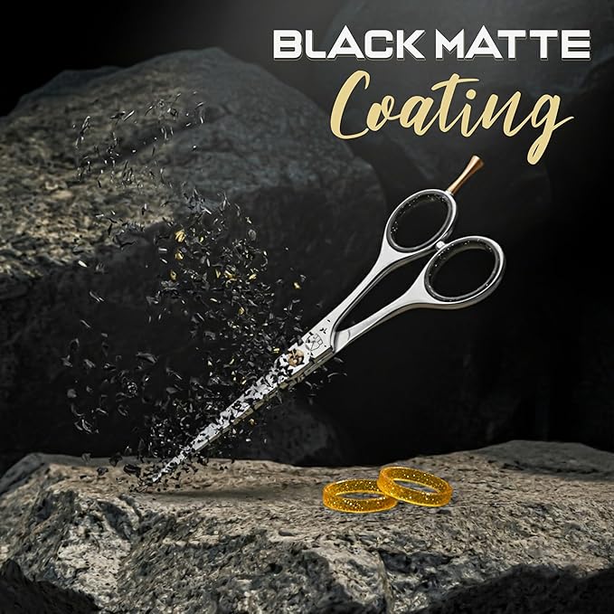 Hair Cutting Scissors - 6.5” Professional Hair Scissors For Men and Women High Carbon Stainless Steel With Serrated Blade And Leather Bag - Barber Scissors - Salon Hair Shears, Haircut Scissors