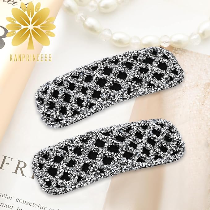Rhinestone and Crystal Hair Clips 2-Pack, Sparkly Barrettes & Elegant Bling Accessories for Women & Girls(Set20)