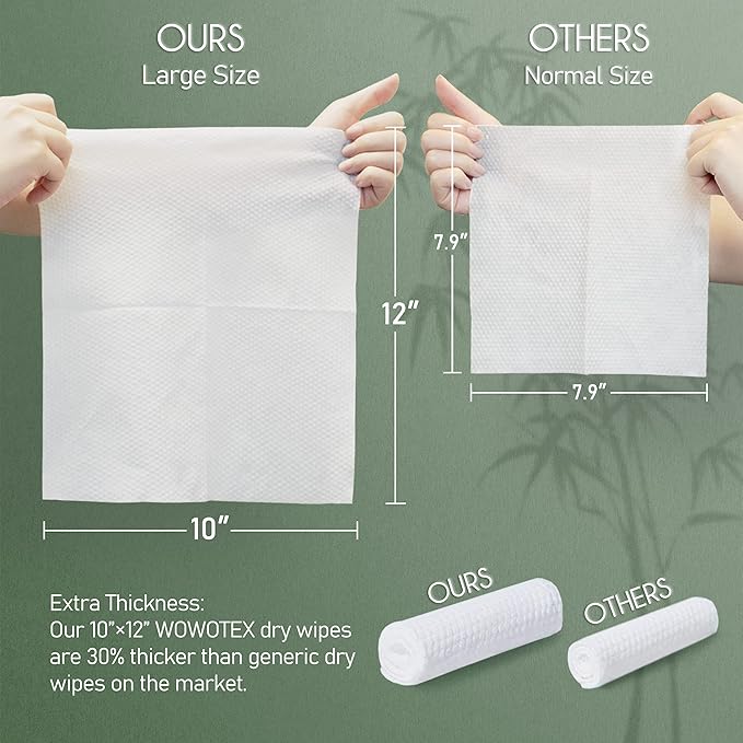 Bamboo Viscose Disposable Face Towel Biodegradable Large Dry Face Wipes 240 Count Extra Thick Soft Clean Facial Towels for Sensitive Skin, Makeup Removing, Facial Cleansing