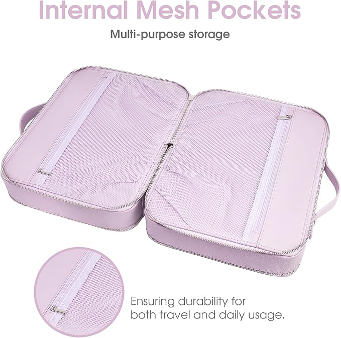 Clear Makeup Bag,Large Toiletry Case for Women,PU Leather Travel Cosmetic Bag,Detachable Makeup Case,Double Compartment Make up Organizer