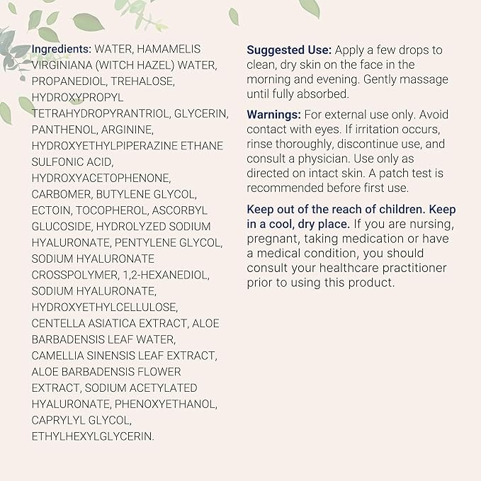 Hyaluronic Acid Serum with Vitamin B5, C, E, Witch Hazel, & Centella – 4 FL OZ | Active Hydrating Serum | 4 Types of HA at 2% | Skin + Face Hydration & Moisture Support* | Oil Free, Fragrance Free