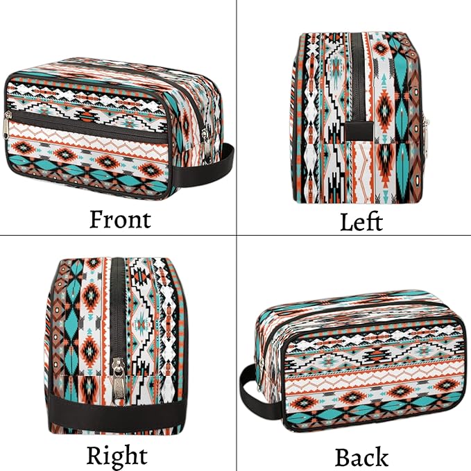 Aztec Ethnic Aztec Geometric Travel Toiletry Bag for Women Men Organizer Cosmetic Makeup Bag Waterproof Lightweight Shaving Bag Dopp Kit Large Capacity for Toiletries and Shaving Accessories