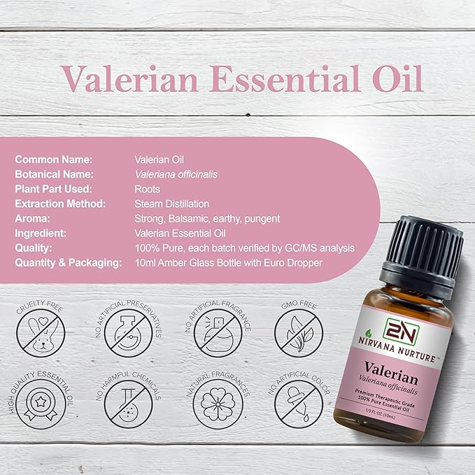 Valerian Essential Oil 100% Pure Premium Therapeutic Grade, Undiluted - Aromatherapy Diffuser for Calm and Relaxation, Skin Care, Hair Care