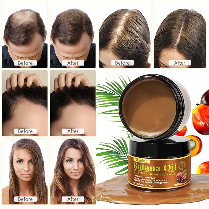 Raw Batana Oil for Hair Growth, Pure Unrefined and Organic Dr. Sebi Hair Growth Oil from Honduras, Batana Hair Growth Oil for Repairs Damaged Hair & Prevent Hair Loss (1pcs)