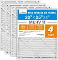LotFancy 20x25x1 Air Filter MERV 11 4-Pack, Electrostatic Pleated AC Furnace by LotFancy