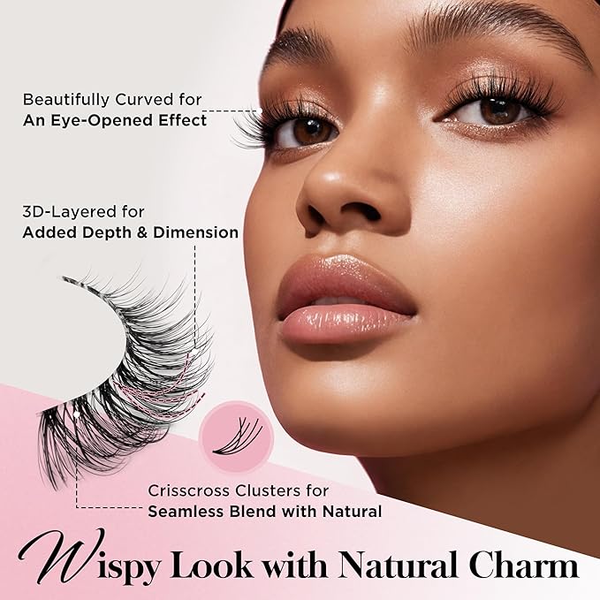 Bepholan False Eyelashes Natural Look Wispy Eyelashes 3D Fluffy Fake Eye Lashes Soft Band Easy to Apply 3 Pair Faux Mink Strip Lashes(M01)