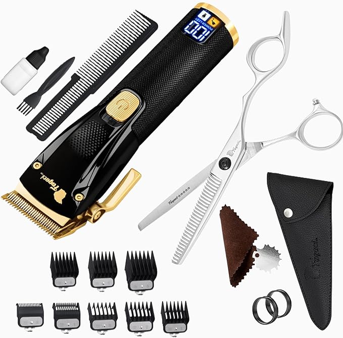 Fagaci Professional Thinning Shears & Hair Clippers for Barbers with Precise Cutting, Turbo Cordless Hair Clippers for Men Professional, Thinning Scissors, Hair Shears, Barber Scissors
