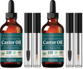 Organic Castor Oil for Eyelashes, Hair & Skin (2oz with Eyelash Kit) | 100% Pure, Natural Cold Pressed (Pack of 2)
