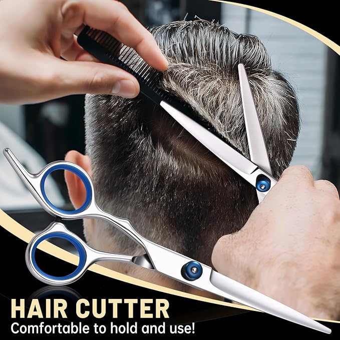 Hair Cutting Scissors Set, Professional Stainless Cutting Hair Scissors, Barber Hair Cutting Scissors Thinning Shears Sharp Blades Hairdresser Haircut for Women/Men/kids, LFJ1234