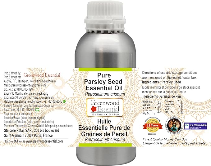Greenwood Essential Pure Parsley Seed Essential Oil (Petroselinum crispum) Steam Distilled 630ml (21.3 oz)