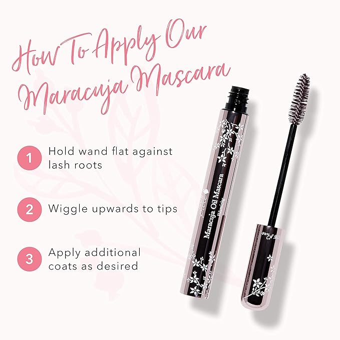 100% PURE Maracuja Oil Mascara Dramatic Intense Volume & Length Natural Fruit Pigmented Voluminous Eyelash Makeup No Clumping, Smudging or Flaking - Vegan, Blackberry Color - 0.35 oz