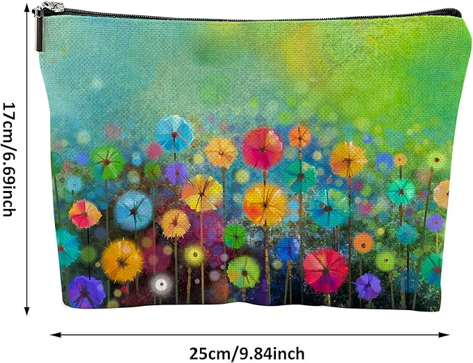 Floral Watercolor Painting Cosmetic Bag Mini Portable Travel Toiletry Bag Organizer Makeup Brushes Aesthetic Accessories Waterproof Storage Bag for Women