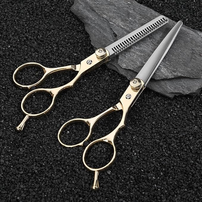 Hair Scissors Blending Shears Set, Fcysy 11 Pcs Professional Haircutting Thinning Shears Barber Kit, Salon Haircut Layering Scissors for Cutting Hair for Men Women Dogs