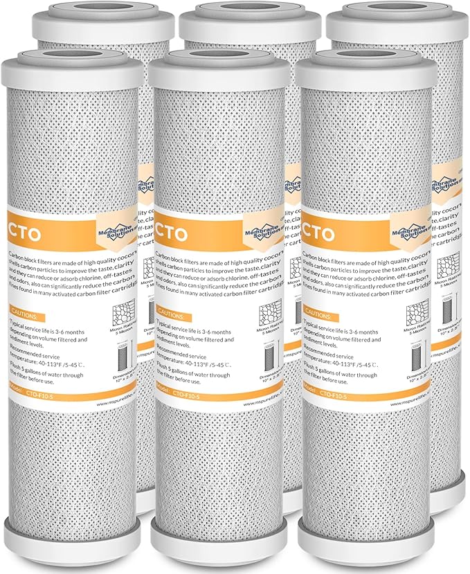 Membrane Solutions 5 Micron 2.5" x 10" CTO Carbon Block Water Filter Cartridge by MembraneSolutions