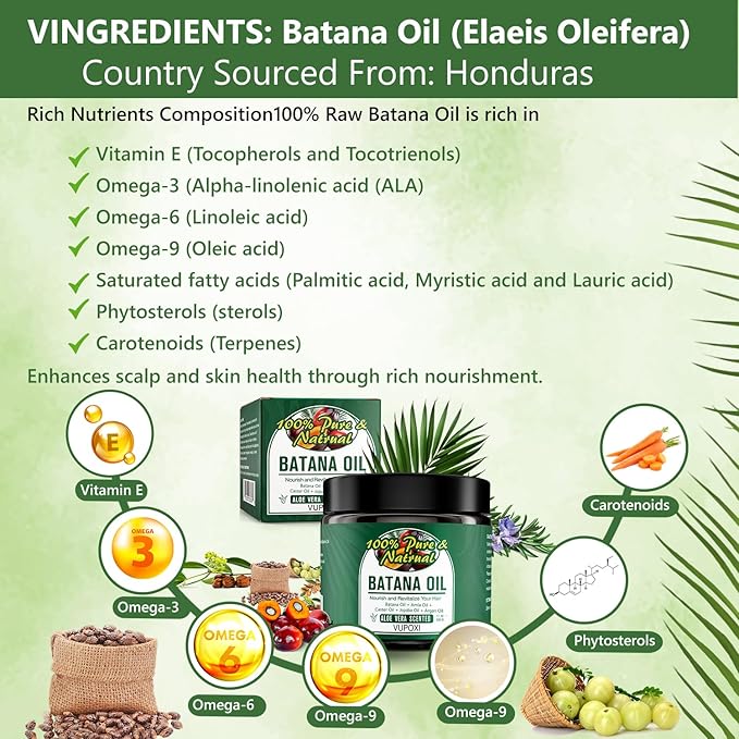 Batana Oil for Hair Growth, 5-In-1 Liquid Batana Oil with Amla,Jojoba,Argan and Castor seed - 180ml/6.3 fl.oz