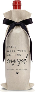 RYIGYWE 1 PCS Black Bow Ribbon Ideas Engagement Gift Wine Bag - Bride to Be Gifts for Bridesmaids Bride Groom Couples Her Him Officiant Gift for Getting Married Engagement Bridal Shower - A48