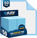 AAY Disposable Bed Pads 30"X36" (50pcs) Tear-Resistant Cloth Backing Underpads Super Absorbent Pee Pads Extra Large Premium Chucks for Adults Incontinence Pads Waterproof for Elderly, Kids or Puppy