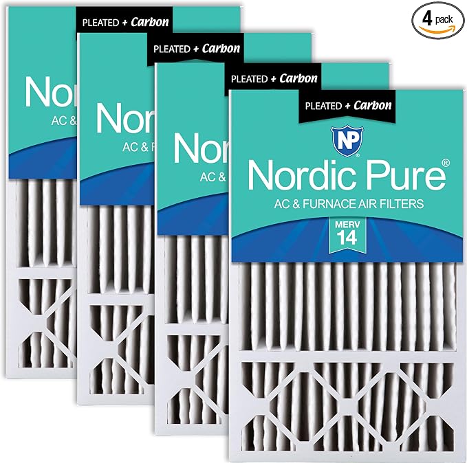 Nordic Pure 16x25x5 Honeywell Replacement Air Filters MERV 14 Plus Carbon 4 Pack by NordicPure